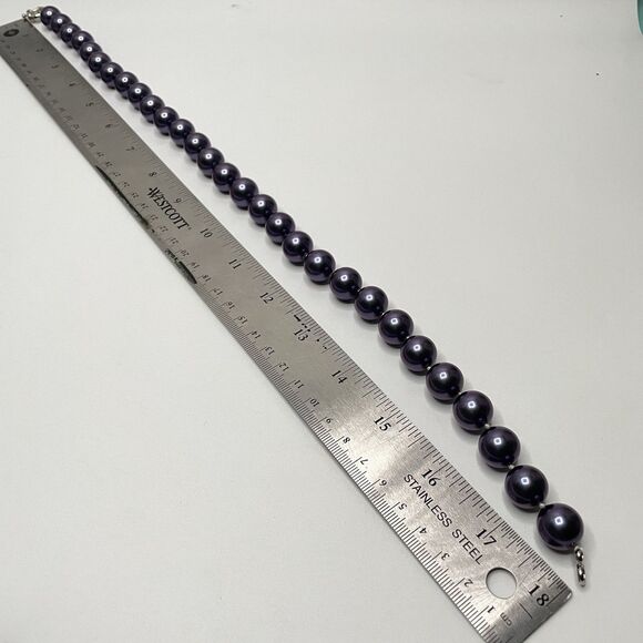 Stunning Purple Large Glass Pearl Beaded Knotted Necklace Statement Fashion - Picture 7 of 7